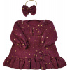 Mušelínové šatôčky s hviezdičkami + čelenka Z&Z, bordo, veľ. 86 Z&Z
