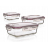 Banquet Sada skleněných dóz Lora s víčkem bordó 550 + 950 + 1450 ml