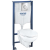 GROHE Solido 5v1 - prvok pre závesné WC, stavebná výška 113 cm + nástenná prípojka + závesné WC a Softclose WC sedadlo Bau Ceramic + ovládacie tlačidlo Sail (chróm), 39499000
