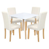 Jedálenský stôl UNO 80x80 biely + 4 stoličky PRIMA biela/svetlé nohy