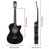 vidaXL Folková klasická gitara s výrezom so 6 strunami, čierna 38