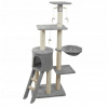 VEŽA NA ŠKRABANIE PRE MAČA, LEGENDA, DOM, 5 ÚROVNÍ (Škrabadlo pre mačky Tower House Grey 5 úrovní 135 cm)