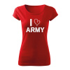 DRAGOWA dámske krátke tričko i love army, červená 150g/m2 Veľkosť: XL