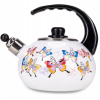 Smaltovaná kanvica s píšťalkou 2,5 l – retro čajník s motívom motýľov na plyn a indukciu