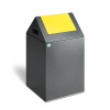 Nádoba na odpad z oceľového plechu, samozhášacia, 43 l, sivá, vhadzovacie veko žlté