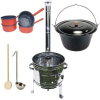 Kotlíkový set Párty Full, nerezová kotlina 42 cm a smaltovaný kotlík 22 L s príslušenstvom