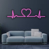LED neon - Srdce EKG 80x25cm Farba neónu: 10 Cyklamenová, Orez neónu: Cut to Shape (výrez do tvaru)