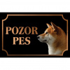 Akita Inu - Kovová tabuľka POZOR PES