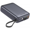 Swissten Power bank 20000 mAh s integrovanými kabely - USB-C, A, Lightning / vesmírně stříbrná 22013945