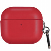 AppleKing obal z PU kože s karabínou pre AirPods 4 - červený - možnosť vrátiť tovar ZADARMO do 30tich dní