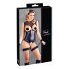 Cottelli Bondage - Lesklé body s otvorom a putami (čierne) - M