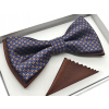 Brown, Navy Blue, Multi -Colored Bow kravata (Mucha hnedá / námornícka modrá kravata so vzormi)