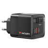 Verbatim, GaN cestovná nabíjačka do siete USB 3.0, USB C, šedá, 65 W, vymeniteľné vidlice C,G,A s integrovaným káblom