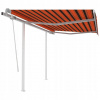 Ručne rolovateľná markíza s stĺpikmi, 3,5 x 2,5 m, oranžová-hnedá