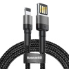 Baseus CALKLF-HG1 Cafule Kabel USB to Lightning Double Sided 1.5A 2m Grey/Black 6953156283374