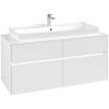 VILLEROY & BOCH Collaro závesná skrinka pod umývadlo na dosku (umývadlo v strede), 4 zásuvky, s LED osvetlením, 1200 x 500 x 548 mm, Glossy White, C091B0DH