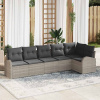 zahrada-XL Súprava záhradných pohoviek 6 pcs Svetlosivá Poly ratan 3354731