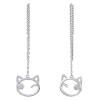 Stříbrné provlékací náušnice kočka Betty s čirým Brilliance Zirconia MW15320E