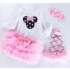 Detský komplet - Detská súprava CCA 92 biela, ružová 4 ks. (Body Dress Birthday Set myš Minnie 92)