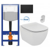 CERSANIT predstenový inštalačný systém s čiernym tlačidlom K97-0637 + WC Ideal Standard Tesi so sedadlom SoftClose, AquaBlade K97-526 0637 TE1