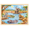 Goki Drevené puzzle Africká savana, 96 ks