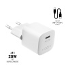 FIXED Mini sieťová USB-C nabíjačka 20W PD 1m biela FIXC20M-CC-WH - Univerzálny USB-C adaptér s káblom
