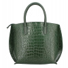 Kožená kabelka potlač kroko MI188 Made in Italy tmavozelená
