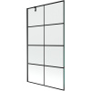 Mexen Next, vaňová zástena 1-krídlová 100 x 150 cm, fixné krídlo, 6 mm číre sklo s čiernym vzorom, čierny profil, 895-100-000-00-77-70