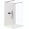 CERANO - Sprchová zástena Walk-in Onyx Duo Ľ/P - 10 mm - guľatá vzpera - čierna matná, transparentné sklo - 130x200 cm