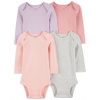 CARTER'S Body dlhý rukáv Purple/Grey/Pink dievča 4ks 12m/ veľ. 80