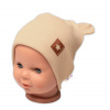 Baby Nellys Rebrovaná dvojvrstvová čiapka s uškami TEDDY - béžová, veľ. 80/86 Baby Nellys