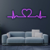 LED neon - Srdce EKG 80x25cm Farba neónu: 11 FIalová, Orez neónu: Cut to Shape (výrez do tvaru)