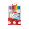 STABILO Pen 68 brush Colorparade - prémiové fixky s vláknovým hrotom - 20 ks v stolovom balení - 19 rôznych farieb