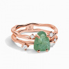 Royal Fashion prsteň Pozitíva 18k ružové zlato Vermeil s drahokamom zeleným apatitom a bielymi zafírmi SKA-R002-ROSEGOLD-GREENAPATITE Velikost prstenu: 7 (EU: 54-56)
