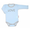 Baby Nellys Body dlhý rukáv Love - modrý, vel. 56 50 (0-1m)
