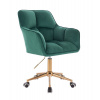 LuxuryForm DESIGN Kozmetické kreslo AMALFI VELUR na zlatej podstave s kolieskami - zelené
