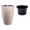 Form-Plastový kvetináč 48 cm x 30 x 48 cm priemer 30 cm plastové odtiene hnedej a béžovej (Flow Slim 30 h48 kvetináč + vložka - Taupe)