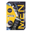 Nivea Men Keep It Active Invisible Black & White Original antiperspirant sprej 150 ml + Nivea Men Active Clean sprchový gél 250 ml + Nivea Men Creme krém na tvár, telo a ruky 30 ml, kozmetická sada pr