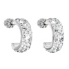 Strieborné náušnice kruhy s kryštálmi Swarovski biele polkruh 31118.1 kryštál
