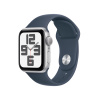 Apple Watch SE GPS 40mm Silver Aluminium Case with Storm Blue Sport Band - M/L MRE23QC/A