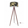 Light Home Stojacia lampa Gold Flowers, 1x čierne textilné tienidlo s kvetinovým vzorom, (výber zo 4 farieb konštrukcie), (fi 40cm)