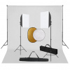 Štúdiový set s lampami typu softbox, pozadím a blendami