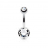 Titánový piercing do pupku s farebnými zirkónmi Merey Farba: číra, Velikost koncovky: 5 & 8 mm, Délka / Průměr: 6 mm