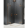New Trendy Avexa Copper Brushed sprchovací kút 90x80 cm štvorcová medená brúsené/priehľadné sklo EXK-3666