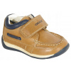 GEOX Chlapčenské poltopánky Each C z voskovanej kože, karamelová/tmavomodrá, veľkosť 23