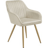 tectake 405717 stolička marilyn, zamatový vzhľad, prešívaná - krémová/zlatá, za kus