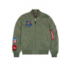 Alpha Industries prechodná bunda pánska MA-1 TT Flying Tigers sage green Veľkosť: L, Farba: zelená