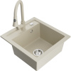 Mexen Vito granitový drez s 1 komorou a kuchynskou batériou Elia, béžový - 6503-69-670101-69
