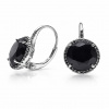 Stříbrné náušnice s černým onyxem a zirkony Cassandra
