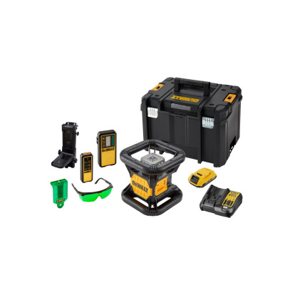 DEWALT Akumulátorový samonastavovací rotačný laser 18 V (zelený) (1 x 2 Ah + nabíjačka + TSTAK) DCE079D1G